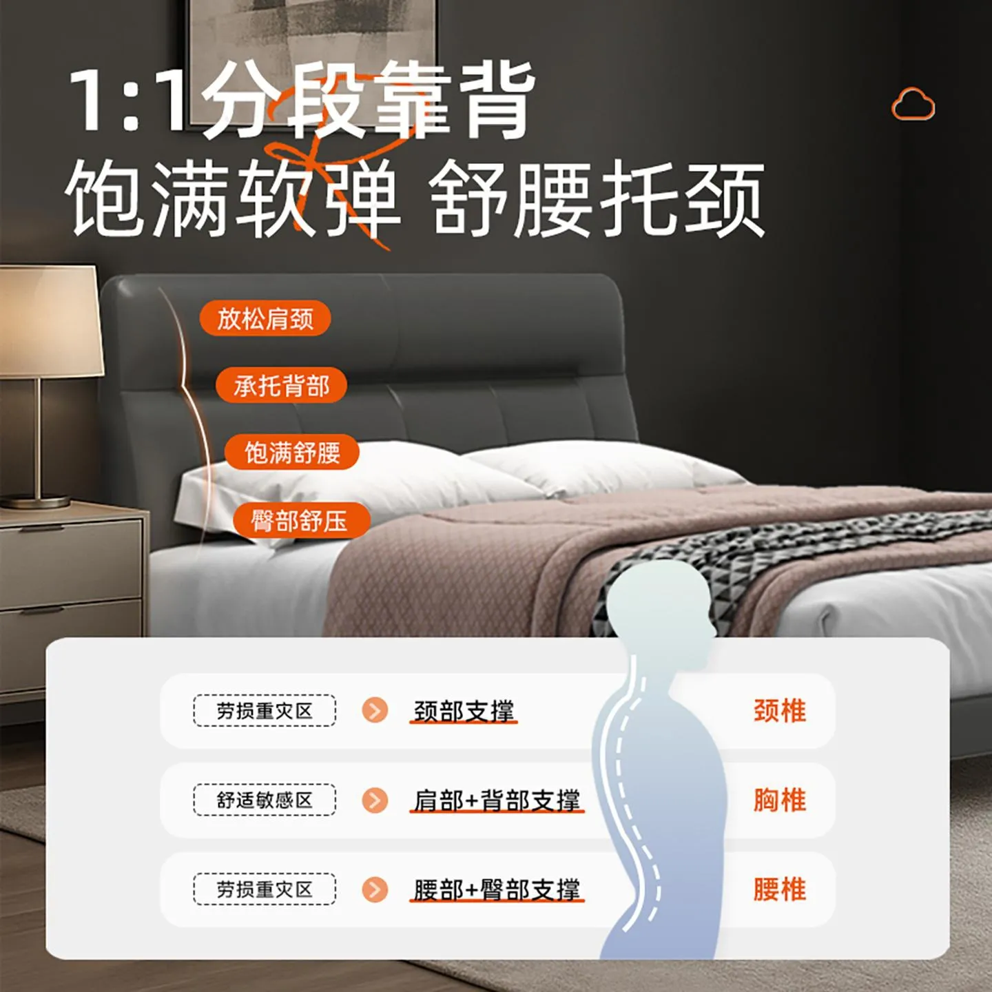 皇朝家居 · 真皮实木软床 大图 3