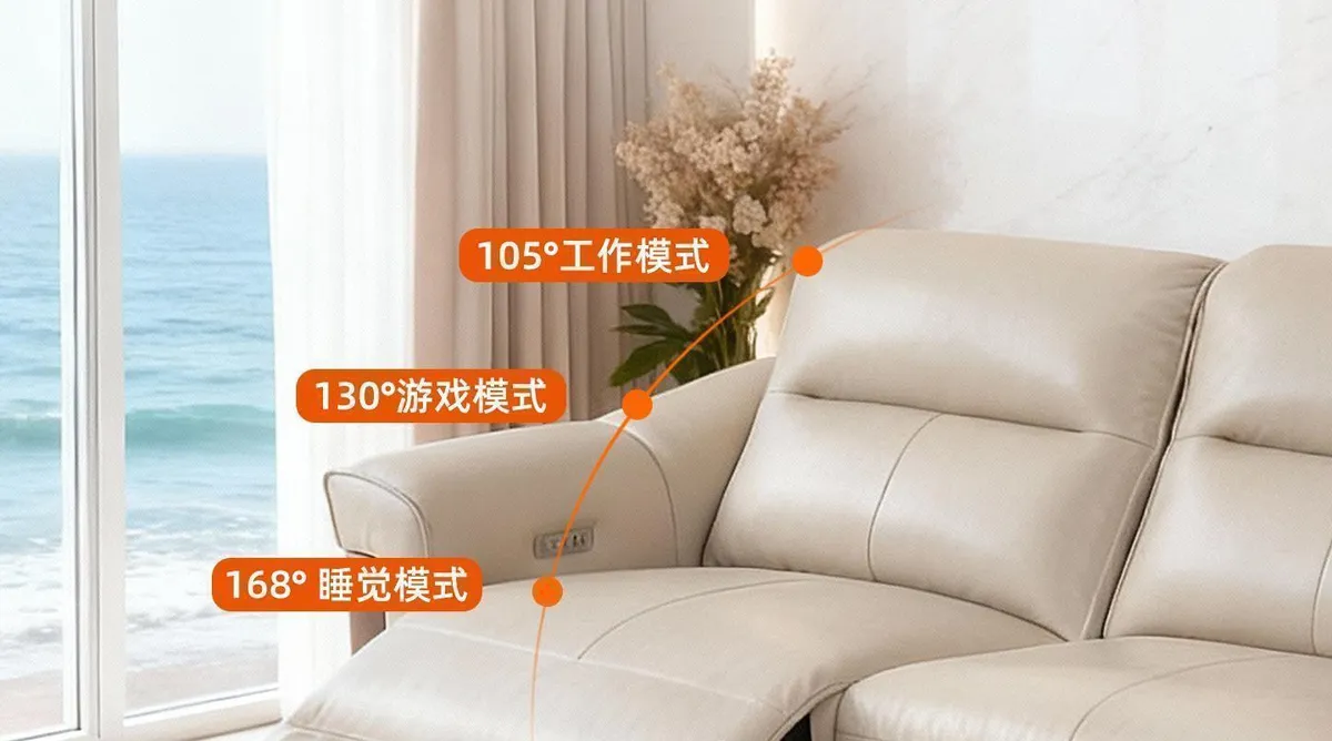 皇朝家居 · 柏拉图 头层黄牛皮电动沙发 图 3